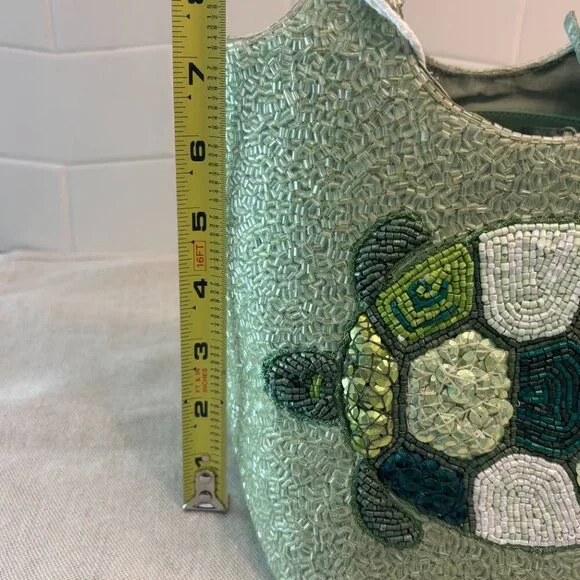 🐢STAUD Beaded Cote Bag - BABY TURTLE - Green and White 🐢 - Picture 12 of 16